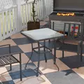 Outsunny Square Garden Table, Outdoor Coffee Table with Tempered Glass Top, Bar Bistro Dining Table, Metal Frame for Patio, Balcony, 68.5 x 68.5 x 84cm - 2