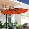 Outsunny 3m Garden Banana Parasol with Cross Base for Garden Family Use, Orange - 7