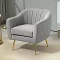 HOMCOM Velvet-Feel Shell Back Accent Chair - Grey - 8