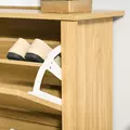 HOMCOM Narrow Shoe Cabinet, Space Saving Shoe Storage Cabinet with 2 Flip Drawers and Adjustable Shelves for 6-12 Pairs of Shoes for Hallways and Living Room, Natural Wood Finish - 9
