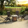 Outsunny Set of Four Folding Garden Chairs, with Seven-Position Adjustable Backs, Dark Brown - 2