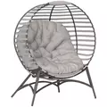 Outsunny Egg Chair with Cushion & Side Pocket - Light Grey - 1
