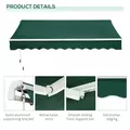 Outsunny Awning Canopy Manual Retractable Porch Sun Shade Shelter 3 x 2m Green - 7
