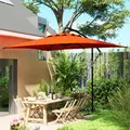 Outsunny 3(m) Cantilever Overhanging Parasol, with Cross Base - Orange - 8