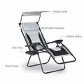 Outsunny Zero Gravity Lounger Chair, Folding Reclining Patio Chair with Shade Cover, Padded Seat, Cup Holder, Soft Cushion and Headrest for Poolside, Camping, Grey - 8