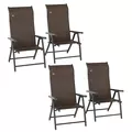 Outsunny Set of Four Folding Garden Chairs, with Seven-Position Adjustable Backs, Dark Brown - 1