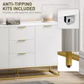 HOMCOM Sideboard with 3 Drawers and Adjustable Shelves for Living Room - White - 7