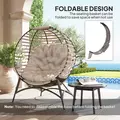 Outsunny Egg Chair with Cushion & Side Pocket - Light Grey - 6