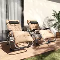 Outsunny 2 Piece Reclining Zero Gravity Sun Loungers with Cushions, Khaki - 9