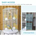 PawHut Large Metal Bird Cage with Perches, Food Bowls, Swing, for Budgies, Parakeets, White - 4