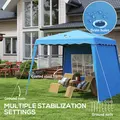 Outsunny 2.4 x 2.4m Two Wall Pop Up Gazebo - Blue - 7