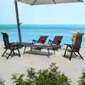 Outsunny Set of Four Folding Garden Chairs, with Seven-Position Adjustable Backs, Dark Brown - 8