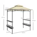 Outsunny 8' x 5' Grill Gazebo Canopy, Double Tiered Outdoor BBQ Gazebo Shelter with 2 Side Shelves, Storage Baskets, Hook for Garden, Patio, Barbecue, Picnic, Beige - 3