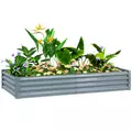 Outsunny 180 x 90cm Galvanised Steel Open Planter - Silver - 1