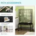 PawHut Large Bird Cage Budgie Cage with Stand, Toys, Wheels, Accessories, Storage Shelf for Canaries, Finches, Lovebirds, Parakeets - Black, 79 x 49 x 133 cm - 5