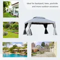 Outsunny 3 x 4m Aluminium Garden Gazebo, Marquee Canopy Shelter Pavilion Party Tent with Nets and Curtains for Garden and Deck, Grey - 7