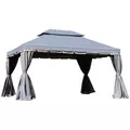 Outsunny 3 x 4m Aluminium Garden Gazebo, Marquee Canopy Shelter Pavilion Party Tent with Nets and Curtains for Garden and Deck, Grey - 1