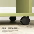 HOMCOM Open Wardrobe Double Mobile Storage Shelves Organizer W/6 Wheels-Green - 6