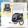 PawHut Steel Dog Bike Trailer Pet Cart Carrier for Bicycle Kit Water Resistant with Hitch Coupler Travel Grey and Black - 3