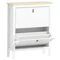 HOMCOM Modern Two-Drawer Shoe Cabinet - White - 1