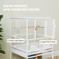 PawHut Bird Cage with Rolling Stand, Acrylic Viewing Panels, Storage Shelf, for Budgie, Parakeet, 48 x 46 x 83 cm - 6