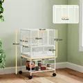 PawHut Bird Cage with Rolling Stand, Acrylic Viewing Panels, Storage Shelf, for Budgie, Parakeet, 48 x 46 x 83 cm - 3