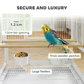 PawHut Bird Cage with Rolling Stand, Acrylic Viewing Panels, Storage Shelf, for Budgie, Parakeet, 48 x 46 x 83 cm - 5