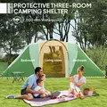 Outsunny Large Camping Tent Tunnel Tent with 2 Bedroom and Living Area, 2000mm Waterproof, Portable with Bag for 4-6 Man, Green - 4
