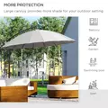 Outsunny 3(m) Cantilever Umbrella 18 Ribs & Vents Adjustable Angle for Patio Light Grey - 7