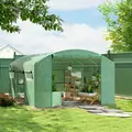 Outsunny 13 x 9.8ft Walk-In Polytunnel Greenhouse - Green - 2