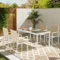 Outsunny 5 Piece Garden Furniture Set with 4 Armchairs and Tempered Glass Table Top, for Deck, Balcony - 8