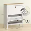 HOMCOM Modern Two-Drawer Shoe Cabinet - White - 3