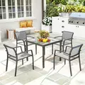 Outsunny Five-Piece Outdoor Garden Dining Set - Grey - 2