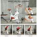 SPORTNOW Quiet Stationary Exercise Bike with Adjustable Resistance, Seat, White - 5