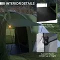 Outsunny Large Camping Tent Tunnel Tent with 2 Bedroom and Living Area, 2000mm Waterproof, Portable with Bag for 4-6 Man, Green - 6