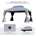 Outsunny 3 x 4m Aluminium Garden Gazebo, Marquee Canopy Shelter Pavilion Party Tent with Nets and Curtains for Garden and Deck, Grey - 6