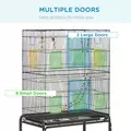 PawHut Large Bird Cage Budgie Cage with Stand, Toys, Wheels, Accessories, Storage Shelf for Canaries, Finches, Lovebirds, Parakeets - Black, 79 x 49 x 133 cm - 4