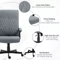 Vinsetto High Back Home Office Chair, Linen Fabric Computer Chair, Swivel Desk Chair with Adjustable Height for Living Room, Bedroom, Study, Dark Grey - 7