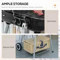 Outsunny Portable BBQ Charcoal Grill with 2 Wheels and Cooking Utensils, Smoker Grill with Lid for Outdoor Barbecues, Camping, Picnic, Courtyard - 5