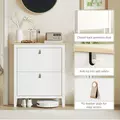 HOMCOM Modern Two-Drawer Shoe Cabinet - White - 7