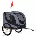 PawHut Steel Dog Bike Trailer Pet Cart Carrier for Bicycle Kit Water Resistant with Hitch Coupler Travel Grey and Black - 1