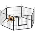 PawHut 6 Panels Dog Playpen, Portable Detachable Puppy Pen with Door, for Small Dogs, 60cm High, Grey - 1