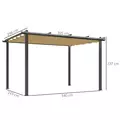 Outsunny 3 x 4m Aluminium Pergola, with Retractable Roof - Khaki - 3
