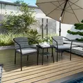 Outsunny 3 Pieces Rattan Bistro Set with Cushions, Wicker Garden Furniture Set, Glass Top Coffee Table and Chairs for Outdoor Patio, Balcony, Terrace and Conservatory, Grey - 8