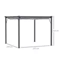 Outsunny 3 x 3 m Aluminum Gazebo, with Retractable Roof - Grey - 3