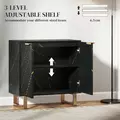 HOMCOM Elegant Storage Sideboard - Black/Gold-Tone - 5