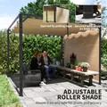 Outsunny 3 x 3m Aluminium Pergola, with Retractable Roof and Wall - Khaki - 5