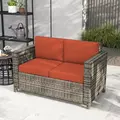 Outsunny Rattan Sofa, 2 Seater Garden Furniture with Soft Padded Cushion and Armrests, Wicker Garden Loveseat for Patio, Grey - 8