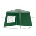 Outsunny 2.4 x 2.4m Two Wall Pop Up Gazebo - Green - 3