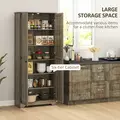 HOMCOM Farmhouse Kitchen Cupboard, Freestanding Kitchen Storage Cabinet with Adjustable Shelves, Tall Storage Cabinet with Recessed Doors, Grey Wood-Effect - 5